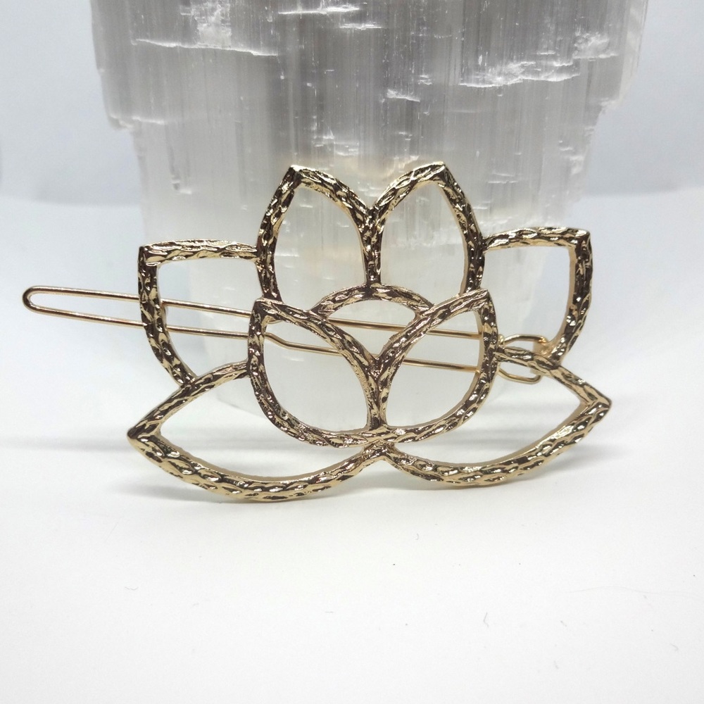 Lotus Gold Hair Barette - Picture 4 of 5